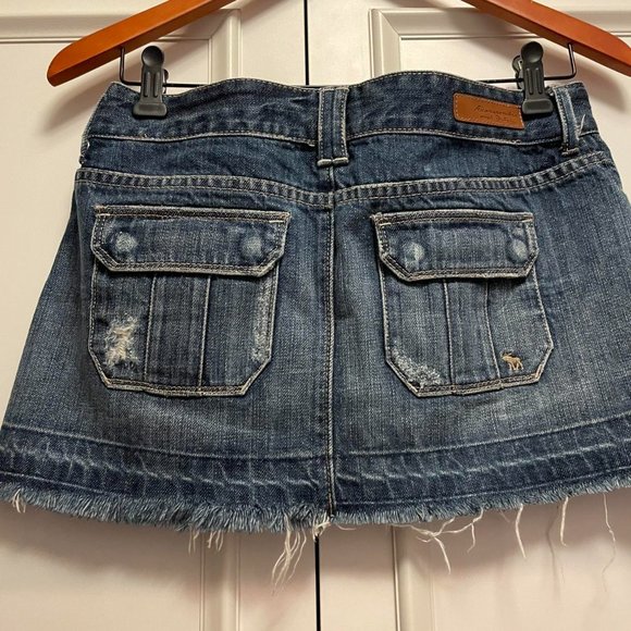 VINTAGE 2000s ABERCROMBIE & FITCH DENIM CARGO MINI SKIRT - Picture 5 of 10